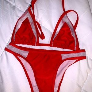 Red two piece bikini